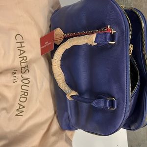 CHARLES JOURDAN PARIS  Handle Satchel Bag Coblea Blue Authentic